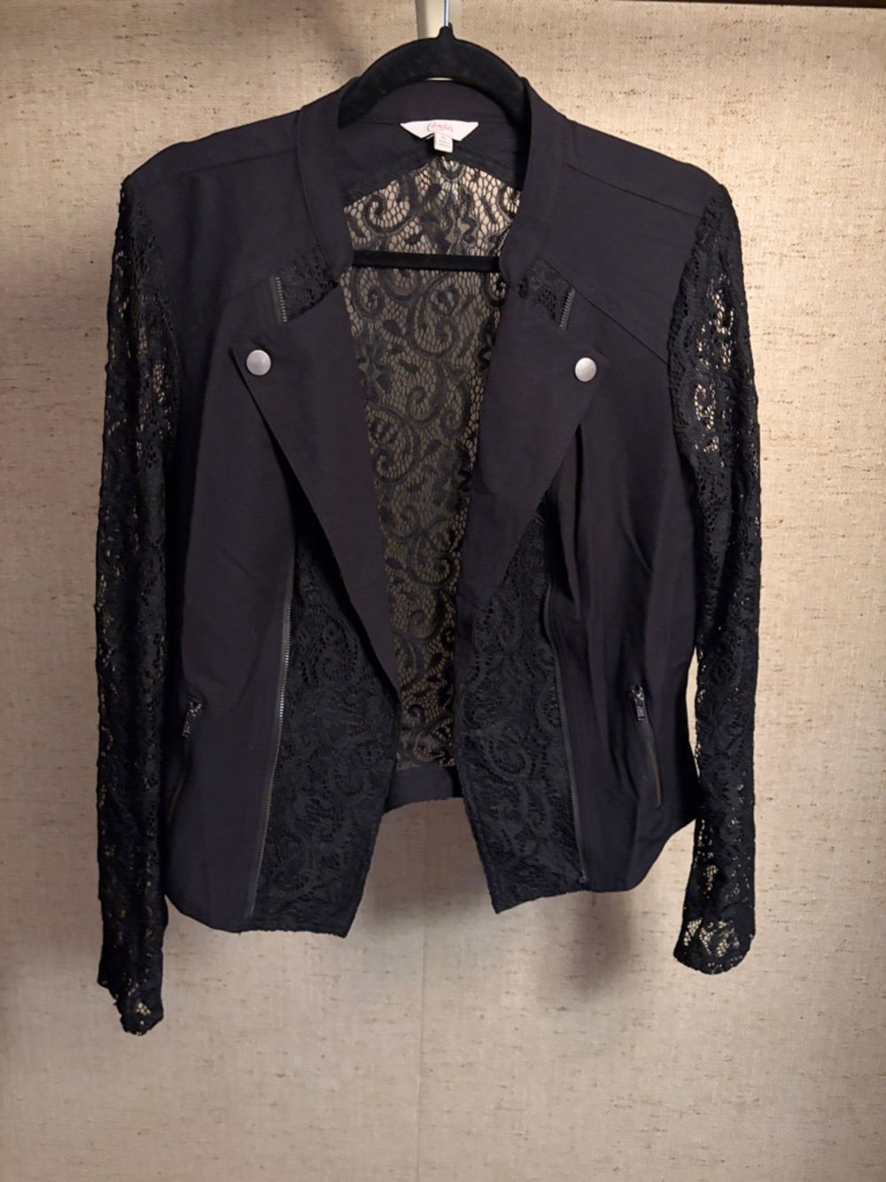 Women's Black Lace-Trim blazer or suit Jacket